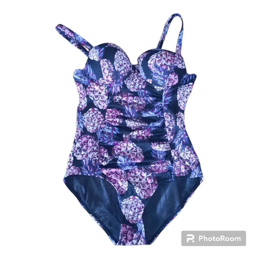 Torrid Pinapple Ruched One Piece Swimsuit NWOT